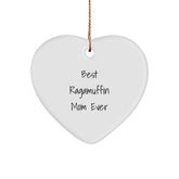 'Funny' Ragamuffin Cat Gifts - Best Mom Ever Heart Ornament, Heart-Shaped, White, 2.75" Tall, Perfect for Christmas Unique Gifts from Mom to Ragamuffin Cat Lovers - Image 1